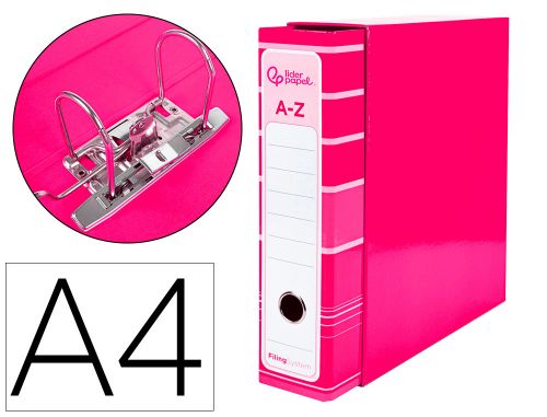Pasta de arquivo de alavanca liderpapel filing system cartao forrado din a4 com caixa rosa , Liderpapel , 79777 , 8423473797772